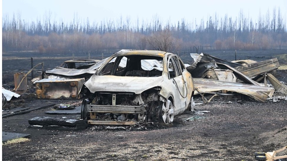 Image showing a burnt car in Alberta, Canada